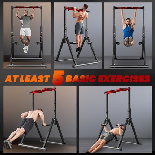 Power Tower Pull Up Dip Station Foldable Adjustable Home Gym Z306594