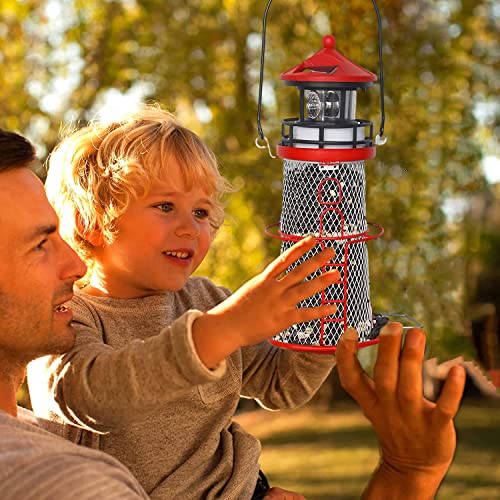 Solar Bird Feeder Lighthouse with Rotating LED Light, Blue G1024
