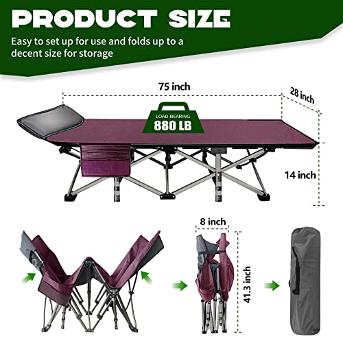 NAIZEA Folding Camping Cot for Adults, Adjustable Reclining Chair N72576