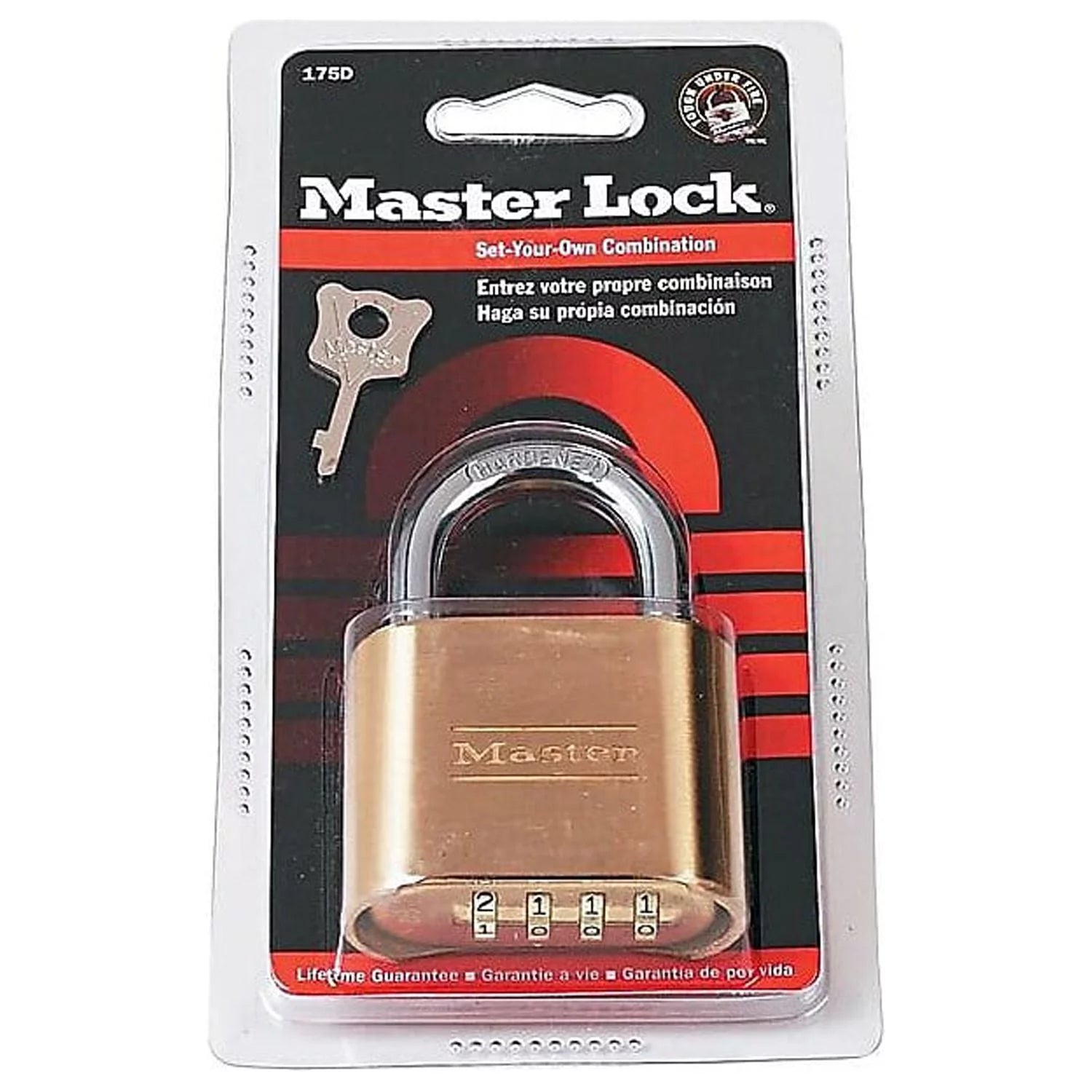 Master Lock Resettable Combination Padlock 2 in Wide Brass E448