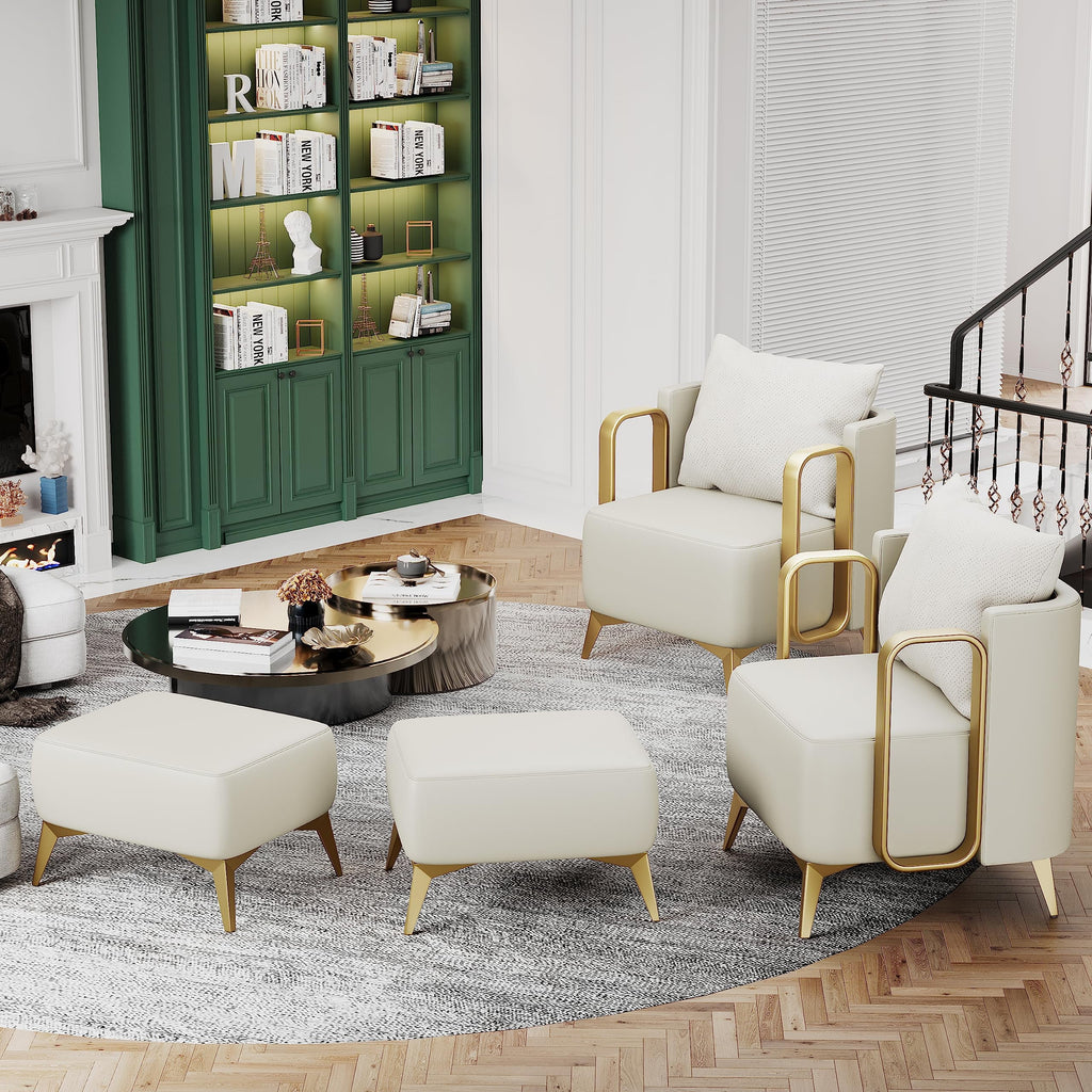 Apeaka Accent Chair with Ottoman, Velvet Upholstered G591