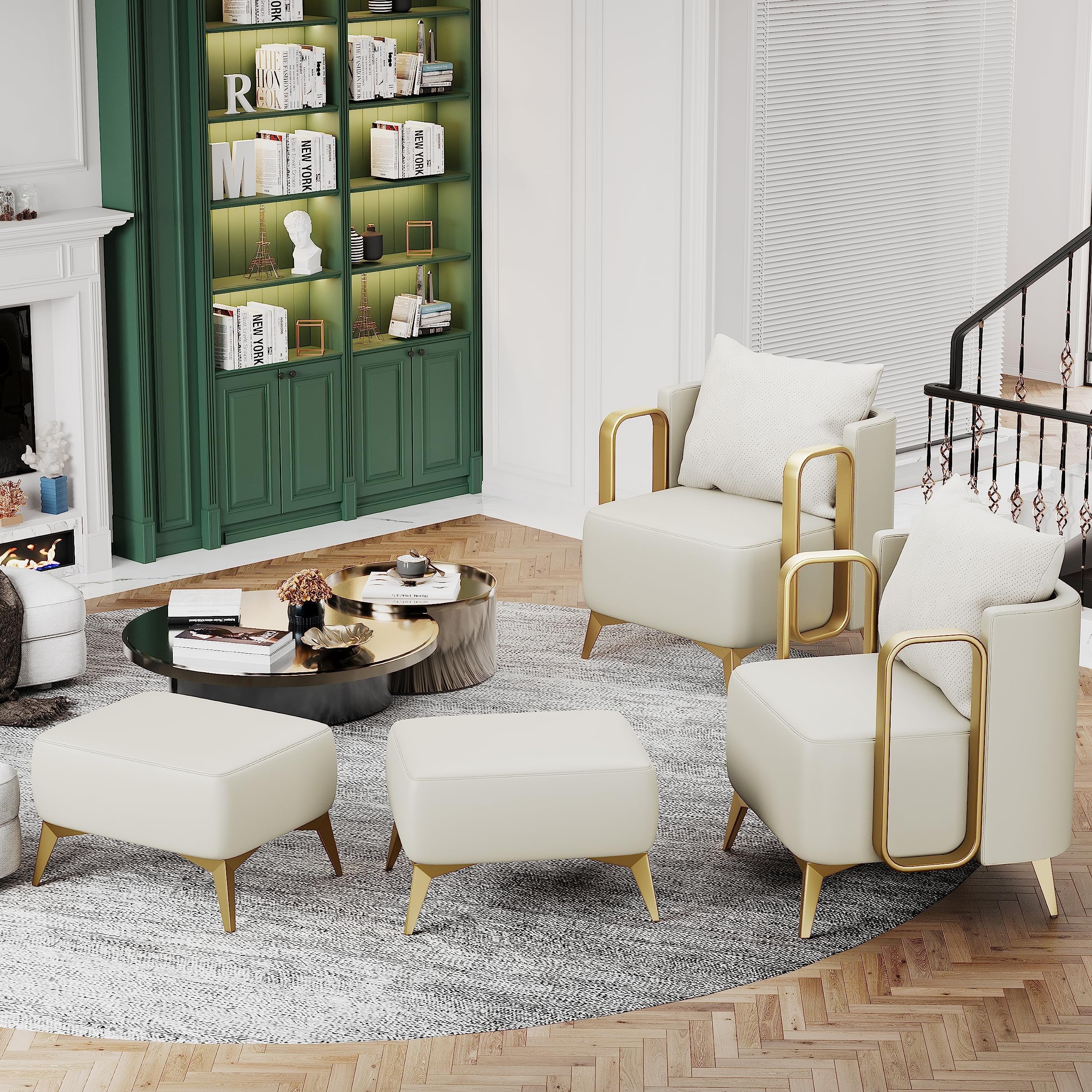 Apeaka Accent Chair with Ottoman, Velvet Upholstered G591