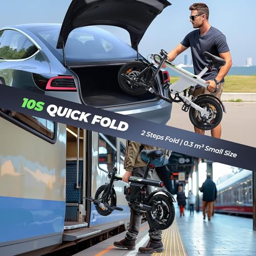 isinwheel U1 Folding Electric Bike, 500W Motor, 20 mph, Black O499