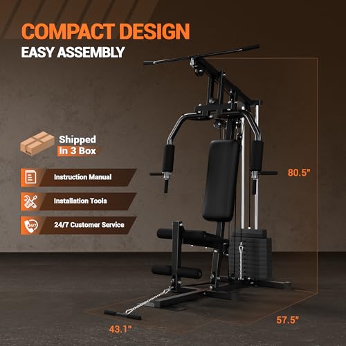 Multifunctional Home Gym Machine with Weight Stack and Pulley System M694