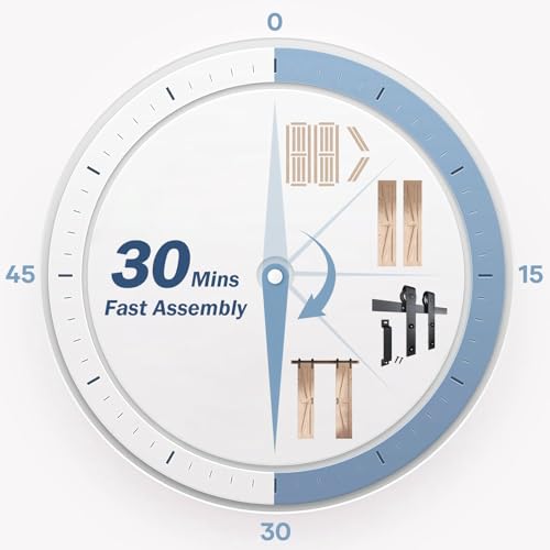 FREDBECK 48in x 80in Sliding Wood Barn Door with 8FT Hardware Kit V8036