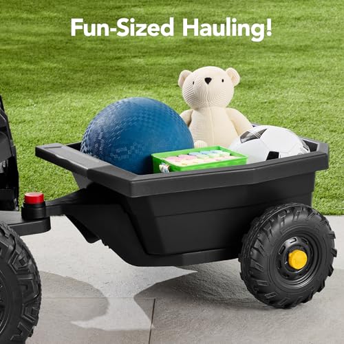 Kids 12V Electric Ride On UTV Car with Trailer, Parent Control, LED Lights, Bluetooth - Black C2735