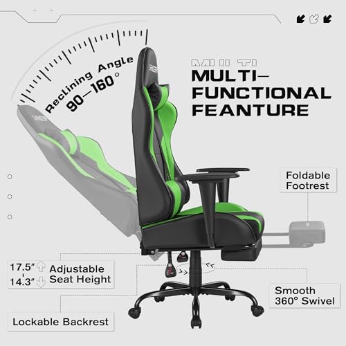 Homall Gaming Chair with Footrest and Massage Lumbar Support, Black T748