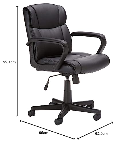 Amazon Basics Office Task Desk Chair with Padded Armrests, White Faux Leather W1292