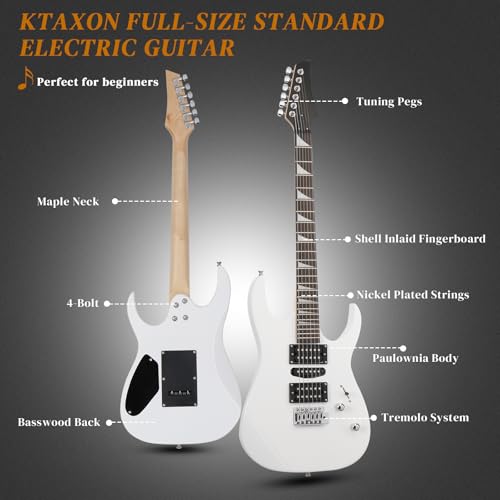 Ktaxon 39" Electric Guitar Starter Kit with 20W Amp, Matte Black H32428
