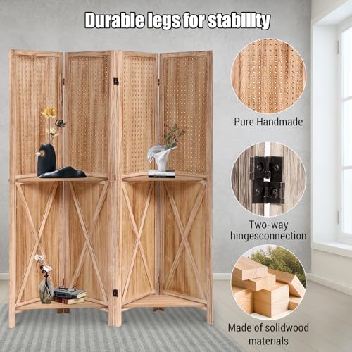 Japanese Shoji Room Divider 6 Panel Folding Wooden Screen 5.6FT I82869