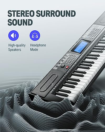 Donner 61 Key Keyboard Piano with Stand, Stool & Microphone, Black (DEK-610S) G165