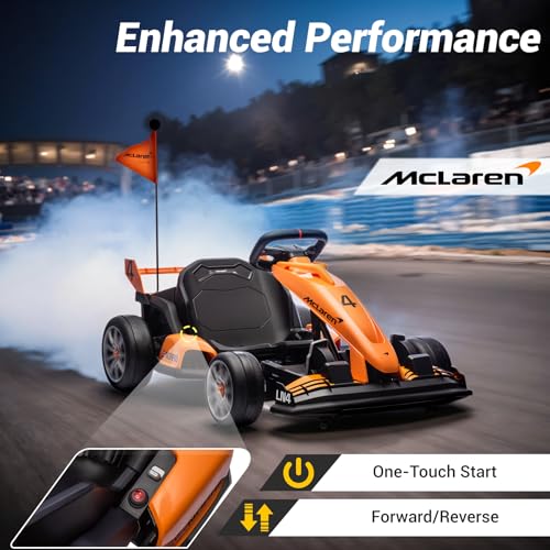McLaren Licensed Electric Drift Kart for Kids Ages 6+, 400W, 24V Orange I986787