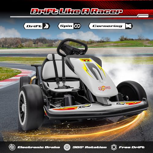 24V Electric Go Kart for Kids, 400W Drift Cart with EVA Tires, Red Y5542