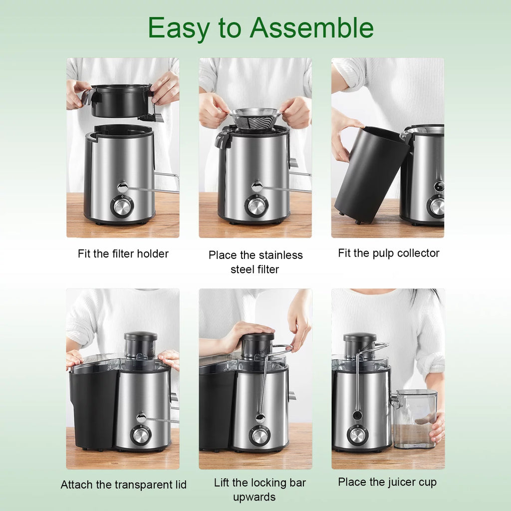 AICOOK Centrifugal Juicer for Fruits and Vegetables, 400W, Stainless Steel, 2 Speeds J616371