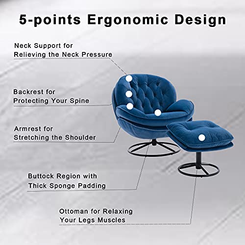 Baysitone Velvet Swivel Accent Chair with Ottoman Set, Modern Lounge Chair, Fruit Green Q36819