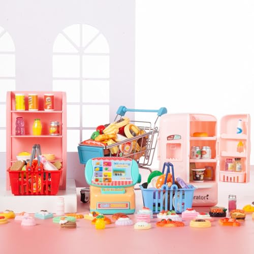 164Pcs Mini Shopping Cart Basket Supermarket Metal Handcart Trolley DollHouse Toy N4916