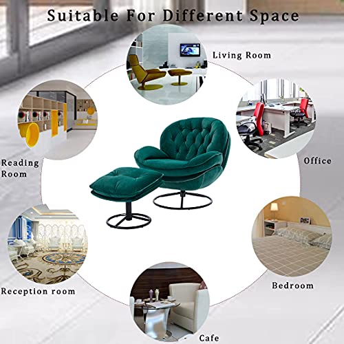Baysitone Velvet Swivel Accent Chair with Ottoman Set, Modern Lounge Chair, Fruit Green Q36819
