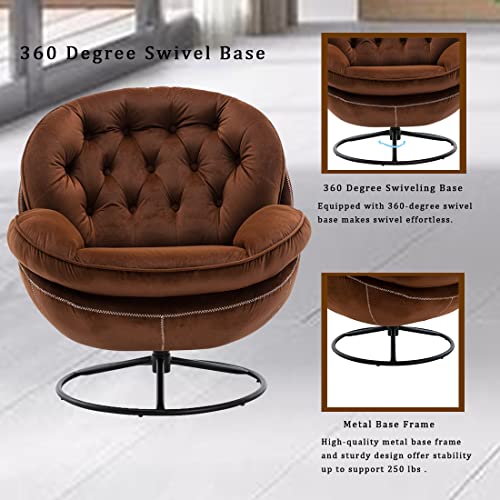 Baysitone Velvet Swivel Accent Chair with Ottoman Set, Modern Lounge Chair, Fruit Green Q36819