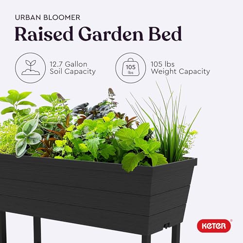 Keter Urban Bloomer 12.7 Gallon Raised Garden Bed Planter, Dark Grey A865