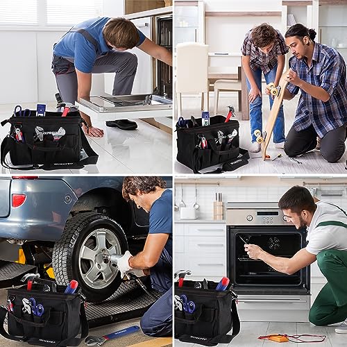 WORKPRO 16-inch Wide Mouth Tool Storage Bag with Waterproof Rubber Base L2617
