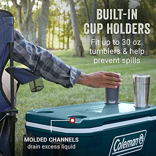 Coleman Classic Series Insulated Rolling Cooler, 65-Quart, Leak-Resistant F832