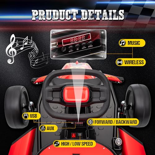 24V Electric Go Kart for Kids with 400W Motors, EVA Tires, Rose Red N76721