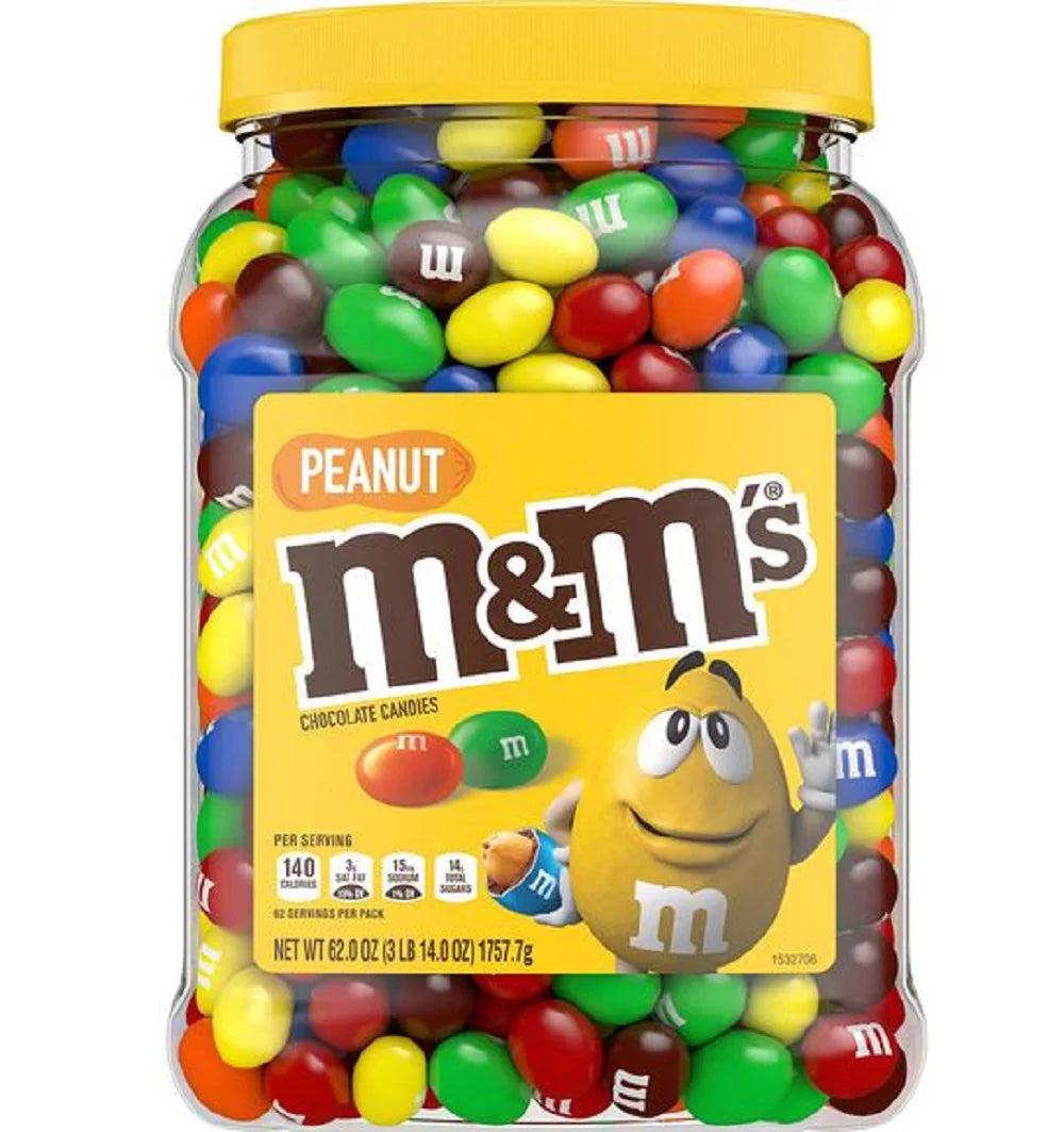 M&Ms Peanut Chocolate Candy, 62 oz Jar W77988