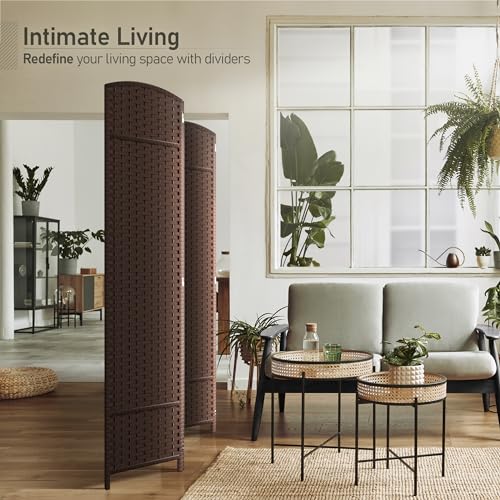 Sorbus 8-Panel Black Room Divider, 6 ft Tall Folding Privacy Screen T242