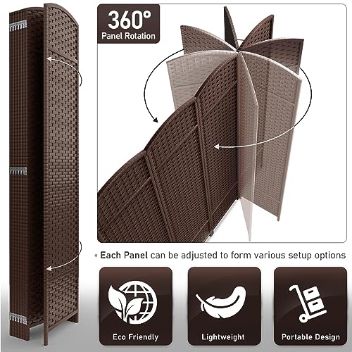 Sorbus 8-Panel Black Room Divider, 6 ft Tall Folding Privacy Screen T242