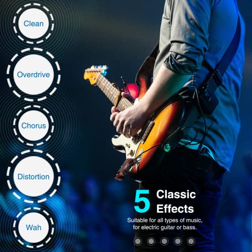LEKATO Guitar Headphone Amp for Electric Guitar & Bass, Rechargeable with 5 Effects E363