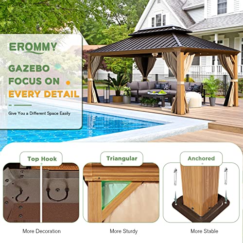 EROMMY 14'x20' Hardtop Gazebo Double Roof Galvanized Steel Outdoor Pavilion G3084