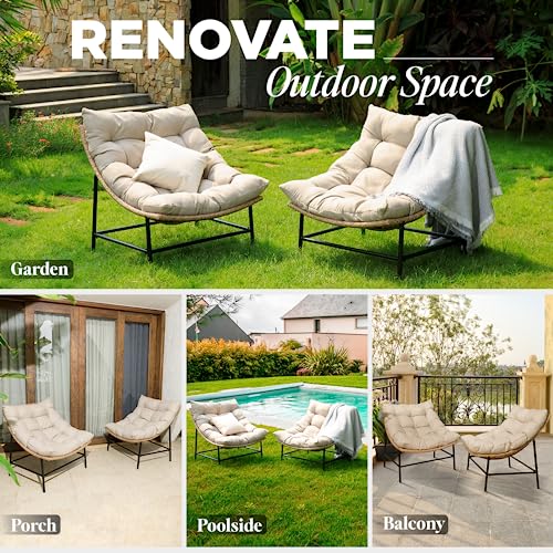 Bme Heavy Duty Wicker Egg Chair for Indoor & Outdoor, Black Base N148