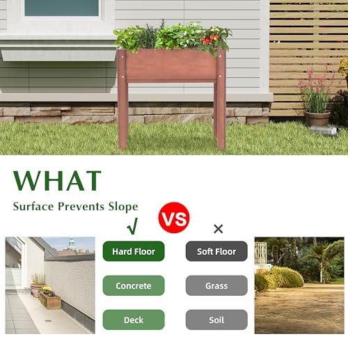 Raised Garden Bed with Legs 40x20x31 Outdoor Wood Planter Box N314255