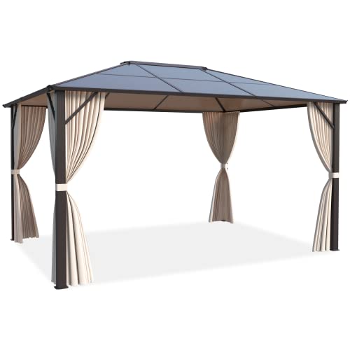 EROMMY 10' x 12' Hardtop Gazebo with Aluminum Frame and Double Roof Q573