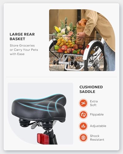 Viribus Electric Tricycle for Adults, 350W, 7 Speed, Removable Battery O6671