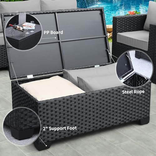 Rattaner Patio Furniture Set 5 Pieces Outdoor Couch with Coffee Table P526524