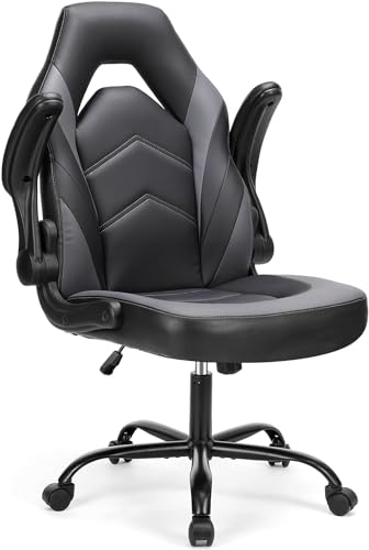 Sweetcrispy Ergonomic Gaming Desk Chair with Flip-up Armrest, Black Blue C253