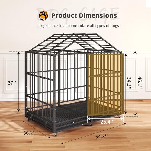 48 Inch Heavy Duty Dog Crate with Wheels and Double Door A25580
