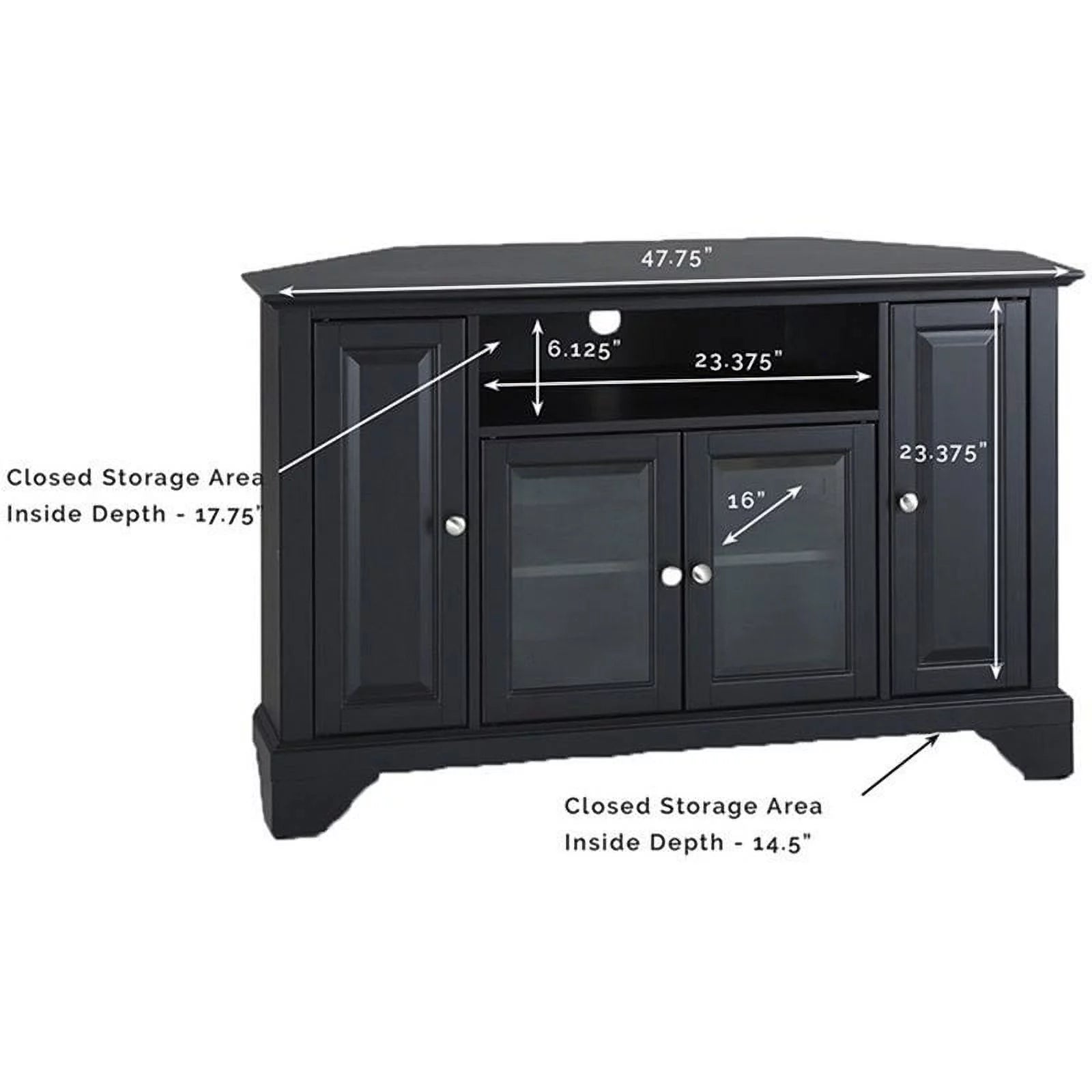 Pemberly Row 48" Corner TV Stand Black Q4193