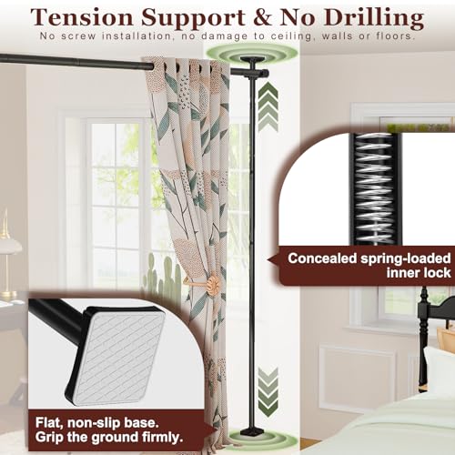 Goovilla Room Divider, Tension Curtain Rods No Drilling, Adjustable Freestanding Partition, Black I950707