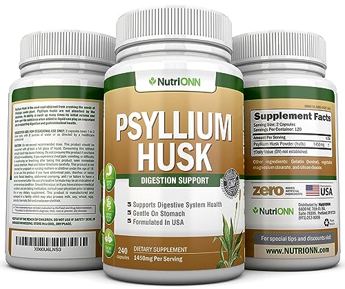 Psyllium Husk Capsules 1450mg Double Strength Fiber Supplement Q1517