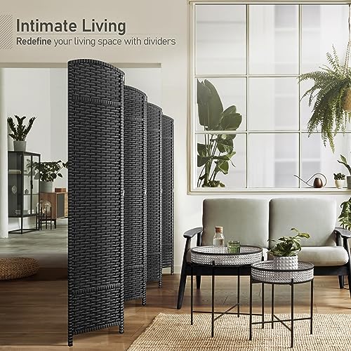 Sorbus 8-Panel Black Room Divider, 6 ft Tall Folding Privacy Screen T242