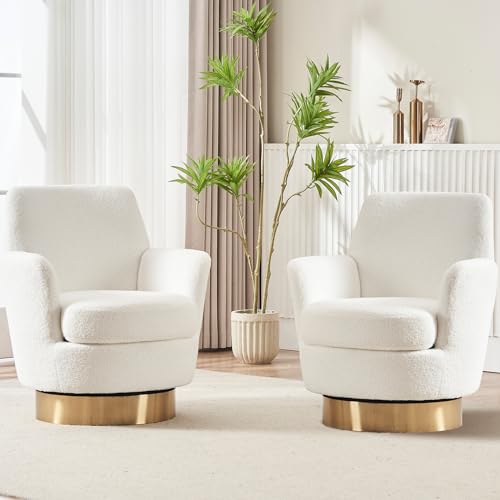 Swivel Barrel Chair Set of 2, Modern Velvet Accent Chairs, Orange P5409