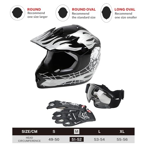 SLMOTO Dot Youth Kids Motocross Helmet Red Spider Design with Goggles and Gloves F254987