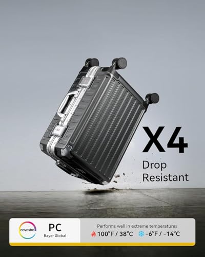 LUGGEX Aluminum Frame Carry On Luggage, 20 Inch Hard Shell Suitcase, Charcoal Metallic V31867