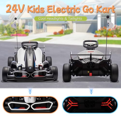Licensed BMW 36V Electric Drift Go Kart for Kids, 7.5 MPH, White M530400