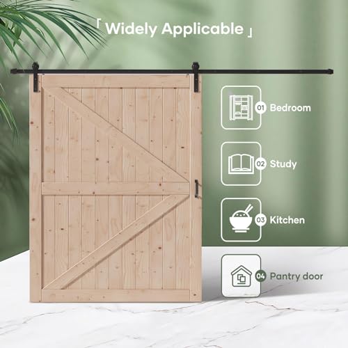 FREDBECK 48in x 80in Sliding Wood Barn Door with 8FT Hardware Kit V8036