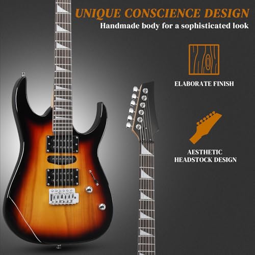 Ktaxon 39" Electric Guitar Starter Kit with 20W Amp, Matte Black H32428
