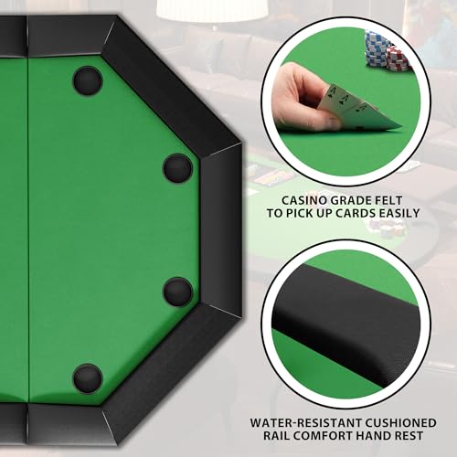 Octagon Poker Table with Metal Legs and 8 Cup Holders Q5999