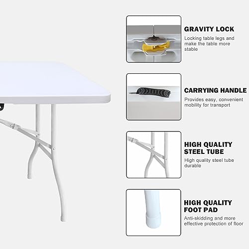 Portable Plastic Folding Table 4ft Heavy Duty Indoor Outdoor Y145657